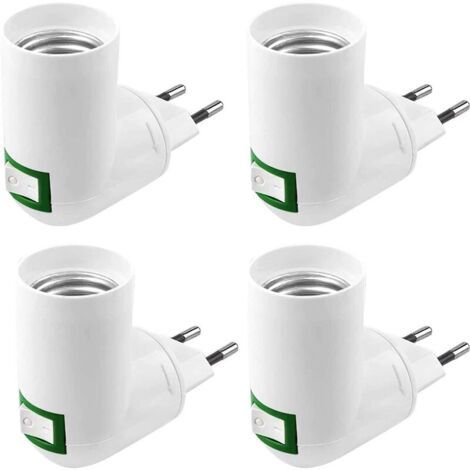 4 Pièces E27 avec Interrupteur Douille de Chantier AC 220V Douille Electrique pour Adaptateur Lampe de Cuisine Murale Support Ampoule LED (Blanc)