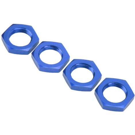 4 pièces Écrous de moyeu hexagonal 17mm en alliage d'aluminium pour voiture RC 1/8, accessoire amélioré bleu