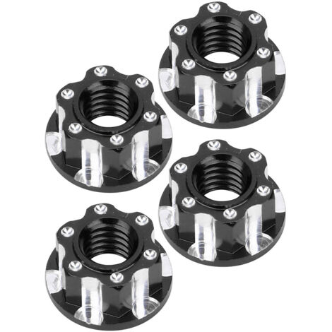 4 pièces Écrous hexagonaux M4 en alliage d'aluminium pour voitures RC 1/10 HSP Sakura D3 D4 - Noir