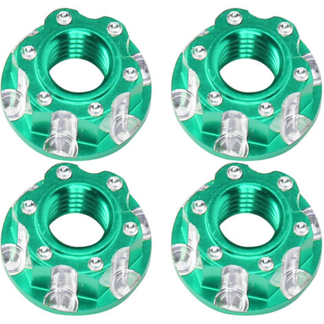 4 pièces écrous hexagonaux M4 en alliage d'aluminium pour voitures RC 1/10 HSP Sakura D3 D4 - Vert