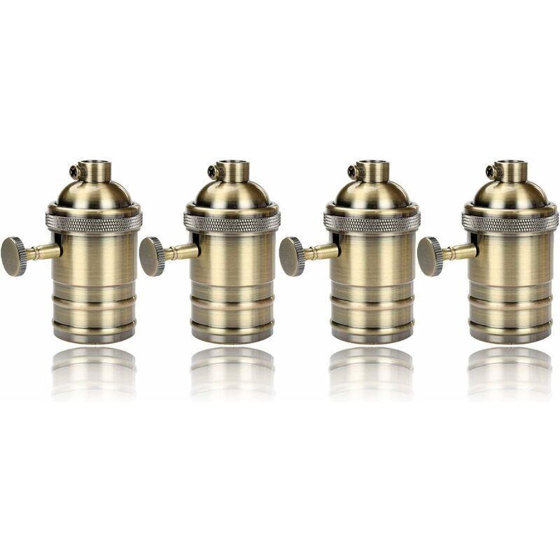 4 pièces Edison Douille Vintage E27 Adaptateur De Lampe avec interrupteur Rétro Vintage Lustre Sans Fil Laiton Antique