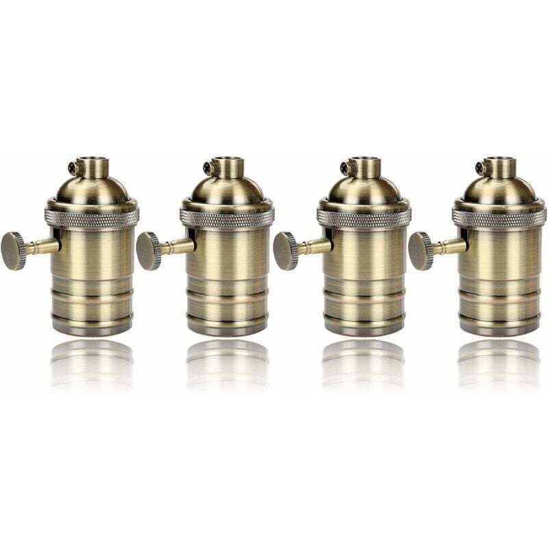 4 pièces Edison Douille Vintage E27 Adaptateur De Lampe avec interrupteur Rétro Vintage Lustre Sans Fil Laiton Antique