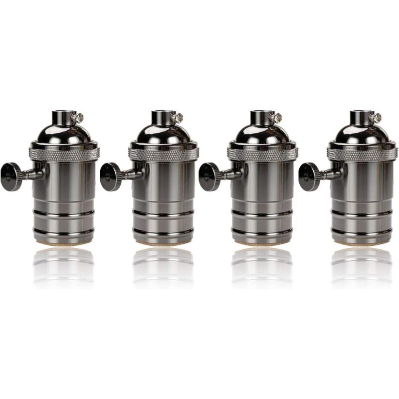 4 pièces Edison Douille Vintage E27 Adaptateur De Lampe avec interrupteur Rétro Vintage Lustre Sans Fil Noir