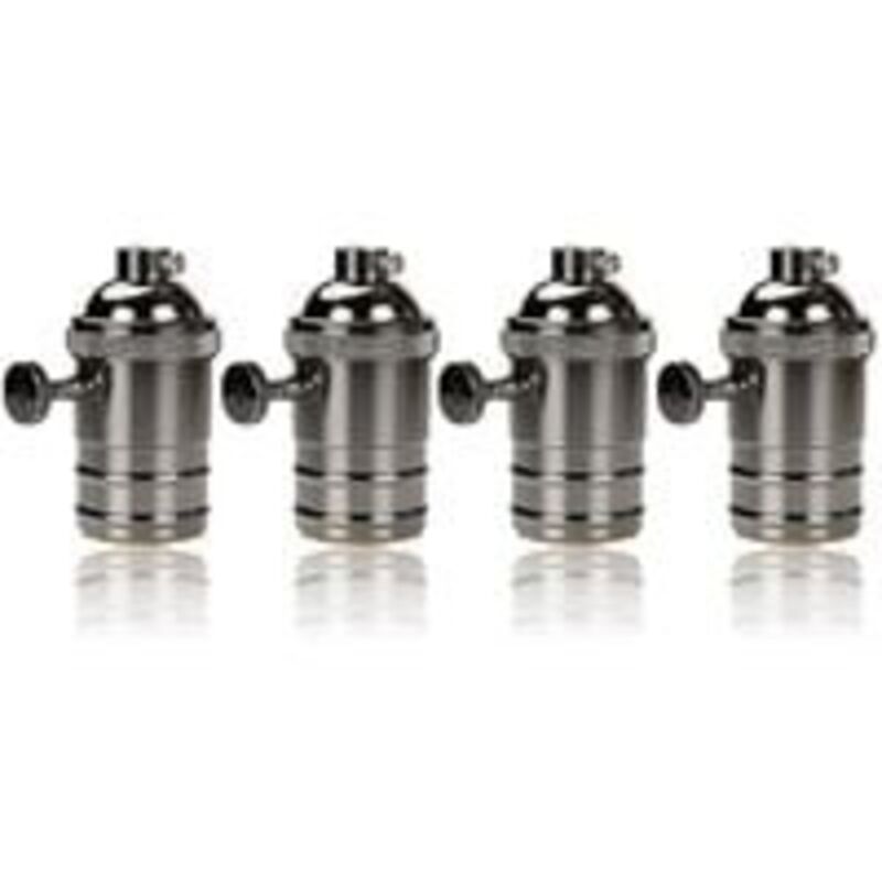 4 pièces Edison Douille Vintage E27 Adaptateur De Lampe avec interrupteur Rétro Vintage Lustre Sans Fil Noir