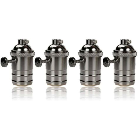 4 pièces Edison Douille Vintage E27 Adaptateur De Lampe avec interrupteur Rétro Vintage Lustre Sans Fil Noir