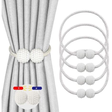 4 PIÈCES Embrases pour Voilages, Embrase Rideaux Aimanté, Attache Rideau Aimantée, Mbrasses Magnétiques pour Rideaux (Gris)