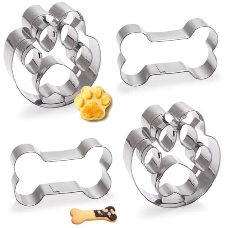 4 Pièces Emporte Pièces en Forme de Chien,Emporte Piece Gateau Inox,Emporte Pieces Patisserie Chien,Emporte Piece Moule Biscuit pour Chien,Emportes Piece Patte de Chien,Cookie Cutter Dog