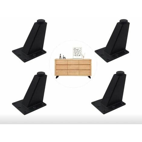 4 pièces en alliage d'aluminium pieds de meuble pieds réglables salle de bain pieds de meuble tv pieds de meuble meubles table basse canapé pieds 8 cm noir