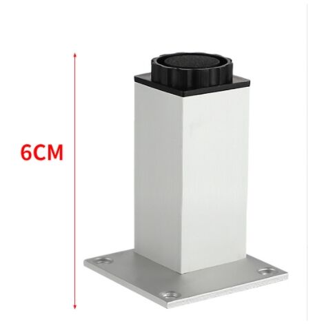 4 pièces en alliage d'aluminium pieds de meuble TV canapé Table basse support jambe salle de bain pieds d'armoire meuble à chaussures pieds de meuble Table jambe lit pieds Booster 6cm couleur aluminiu