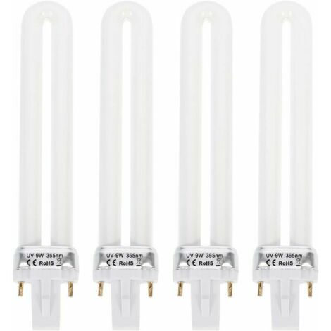 4 pièces en forme de U remplacement 9W 365nm Tube de lumière UV ampoule Tube pour la maison lampe UV lumière Nail Art bricolage