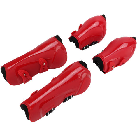 4 pièces ensemble de bottes de tendon de cheval doux respirant antidérapant réglable protection de coque en polyuréthane pour chevaux ensemble de rouge M