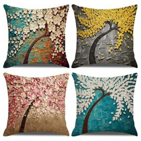 4 pièces ensemble de coton et lin décoration canapé décoration de la maison super doux taie d'oreiller décoration de la maison salon chambre canapé housse de coussin 45x45cm