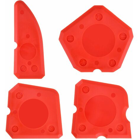 4 Pièces Ensemble d'Outils de Calfeutrage en Silicone Kit Lisseurs de Joints pour Coulis d'Étanchéité Silicone Finition de Cachetage(Rouge)