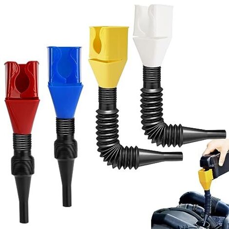 4 Pièces Entonnoir Pliable Carburant Flexible Universel, Huile Moteur, Entonnoirs Multifonctions en Plastique avec Fermoir, Outil de Drainage à Clapet pour Voitures -