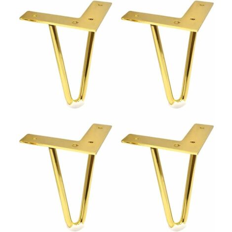 4 pièces Épingle À Cheveux Table Jambes Épais Solide en Métal Meubles Pied Chaise Canapé-Lit Armoire Pieds Fer DIY Heavy Duty Bureau Jambe,d'or,10cm