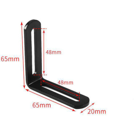 4 Pièces Équerre de Fixation Mural, 65x65mm Equerre Fixation , Supports Équerre Angle 90 Degrés en Forme de L, Eequerre Metallique Équerres Équerre Étagère, Noir