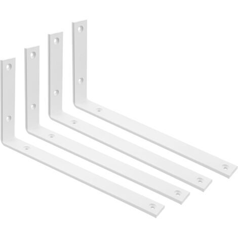4 Pièces Équerre Étagère Murale Charge Lourde, Supports d'Étagère Métal 5MM d'Épaisseur à Angle Droit de 90°, Fixation Flottante Support pour Salon Chambre Cuisine, 300MM 150MM, Blanc