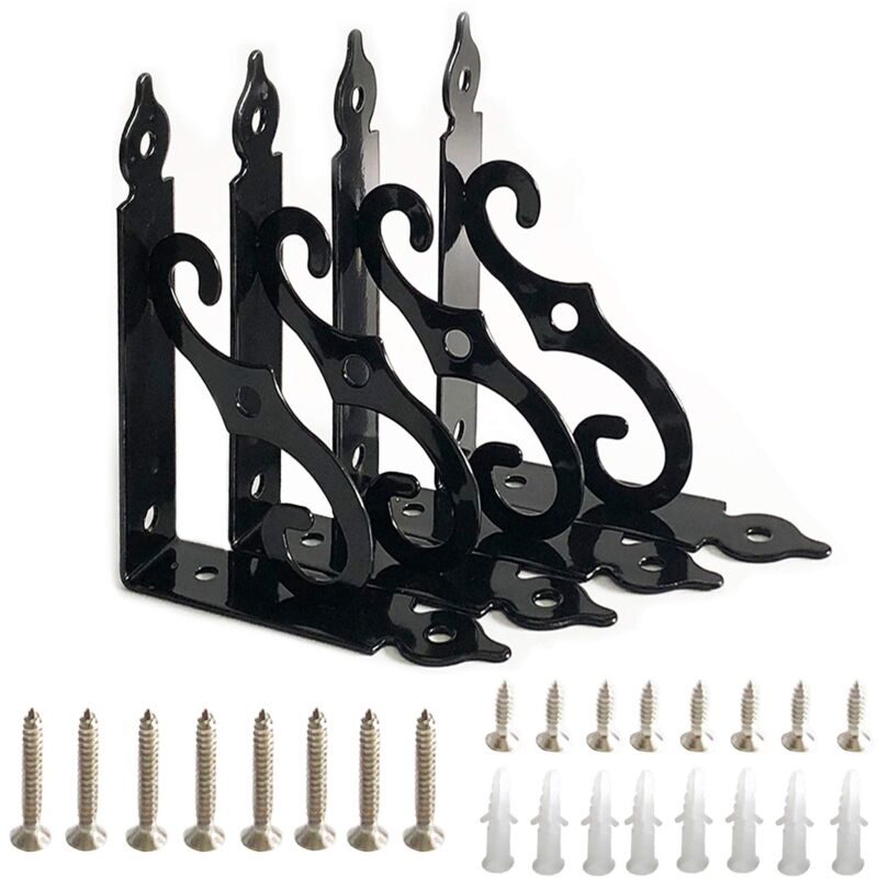 4 Pièces Equerre Etagere Murale, Équerre pour Étagere Murale en Fer, Fixation Murale En Forme De L Support, pour le Support deMontage Mural, le