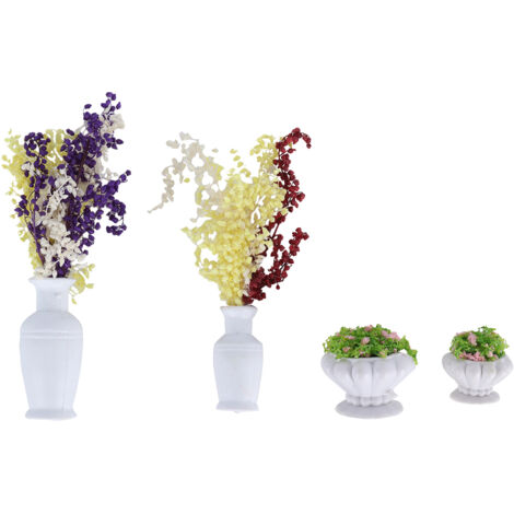 4 Pièces Fausses Plantes en Pot Décoration Intérieure Extérieur Bureau Jardin Fausses Plantes Vertes Artificielles