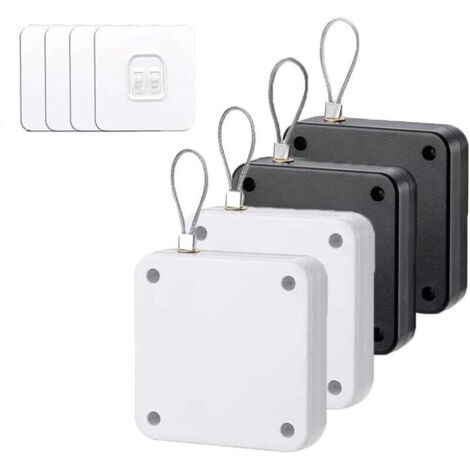 4 Pièces Ferme Porte Automatique, Ferme-portes Automatique à Capteur avec Capteur avec Cordon de Serrage pour Tous les Types D'alliages D'aluminium, Portes en Bois