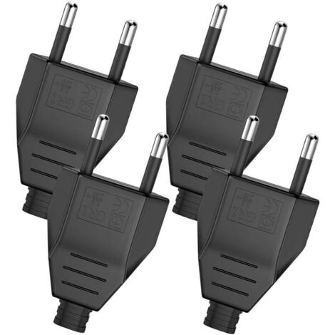 4 Pièces Fiche Européenne Plate, Prise Electrique Male 250V 2.5A, Fiche Euro Fiche D'alimentation Domestique Décorative à Encastrer ou à Remplacer (4-Black)
