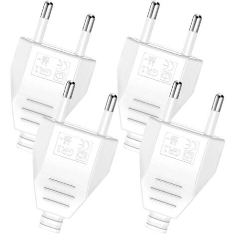 4 Pièces Fiche Européenne Plate, Prise Electrique Male 250V 2.5A, Fiche Euro Fiche D\'alimentation Domestique Décorative à Encastrer ou à Remplacer (4-White)