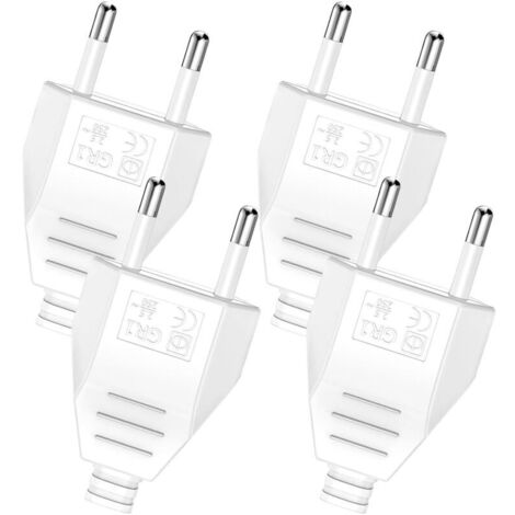 4 Pièces Fiche Européenne Plate, Prise Electrique Male 250V 2.5A, Fiche Euro Fiche D'alimentation Domestique Décorative à Encastrer ou à Remplacer (4-White)