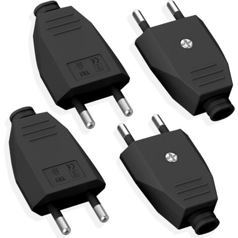4 Pièces Fiche Male Prise Electrique, Prise Electrique Male 250V 2.5A, Prise Male Plate, Fiche Euro Schuko Fiche D'alimentation Domestique Décorative à Encastrer ou à Remplacer, pour IntéRieur Apparei