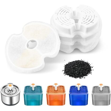 4 Pieces Filtre Fontaine Eau Chat, Cat Filtres de Rechange de Fontaine d'animal Familier pour Fontaine de Chat 2L & 2.5L avec Charbon Actif & Résine Contriple Filtration
