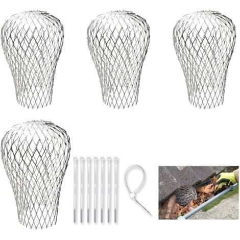 4 pièces Filtre Gouttiere, Crapaudine de Gouttière Galvanisée, Alliage D'aluminium, Convient Pour un Diamètre de 3 à 15 cm
