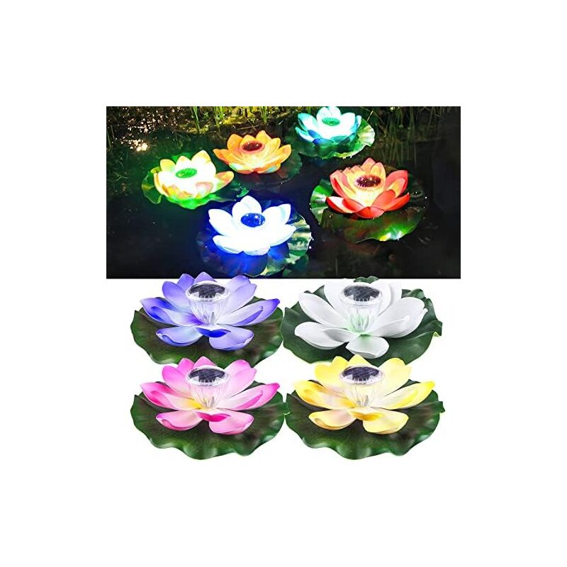 Image of 4 Pieces Floating Pond Lotus Lamp,&hellip;