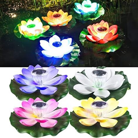 4 Pieces Floating Pond Lotus Lamp, Solar Light Sensor Lights, Outdoor Waterproof Lawn Lights, Swimming Pool Decorative Lights, Pond Lights (Color)