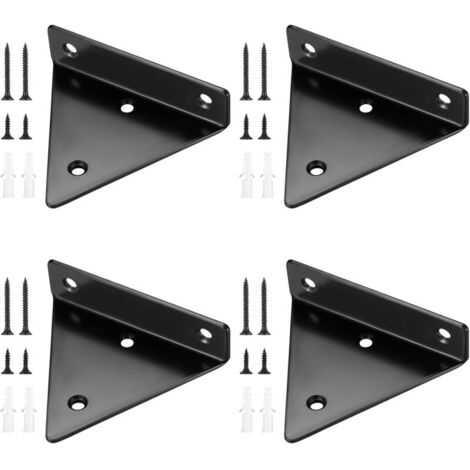 4 Pieces Floating Shelf Brackets, Invisible Triangular Wall Shelf Supports, Metal Wall Shelf Brackets for Shelves