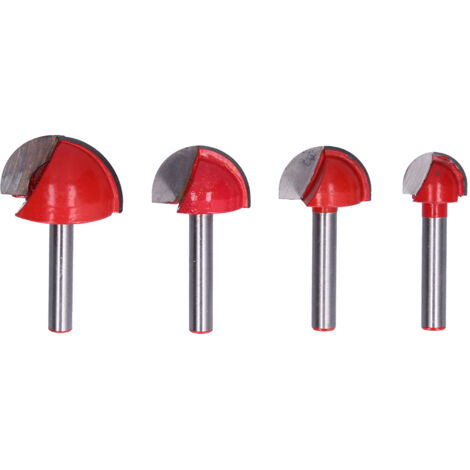 4 Pièces Fraise à Bol Roulement à Billes pour Sculpture CNC, Outil de Découpe et Profilage en Arc