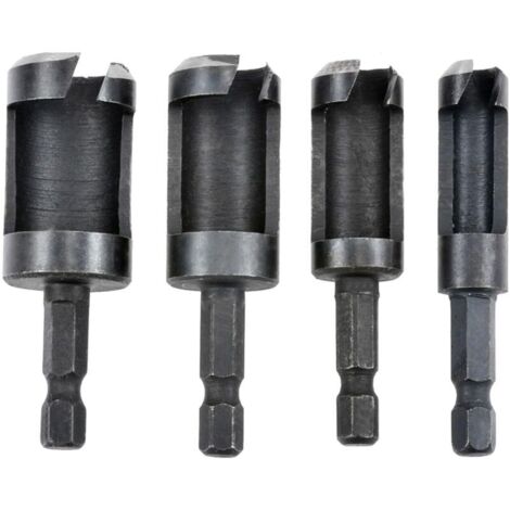 4 Pièces Fraise à Bouchonner Bois, Tige Ronde, Acier au Carbone, Outil de Coupe pour Bouchons de Bois, Jeu de Mèches pour le Travail du Bois, Taille Métrique - 6mm/10mm/13mm/16mm