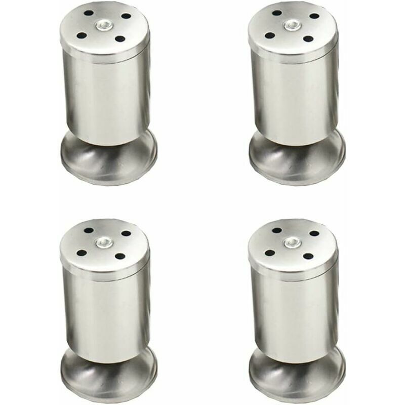 4 Pieces Furniture Legs 50 x 100 mm Brushed Stainless Steel Adjustable Furniture Legs with Rubber Mat for Furniture Sofa Cupboard Table