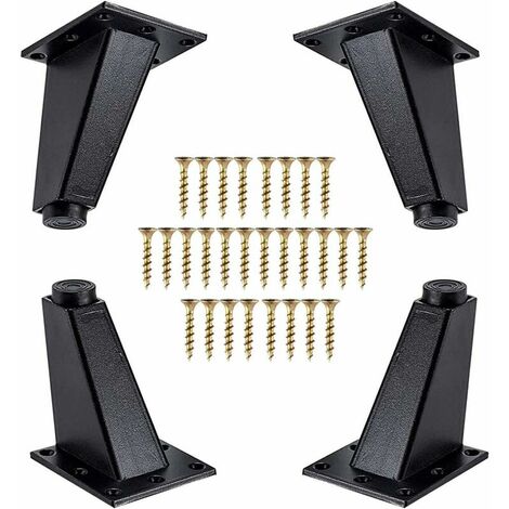 4 Pieces Furniture Legs, Aluminum Metal Oblique Furniture Legs, Sofa Leg Replacement for Cabinet Sofa Table Dresser, Mounting Screws Included, Black, 80mm
