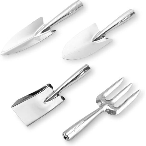 4 Pieces Garden Tools Set, Thicken Stainless Steel Heavy Duty Gardening Tools, Including Hand Shovel, Pointed Shovel, Hand Fork and Square Spade, Perfect Gardening Gifts for Men & Women