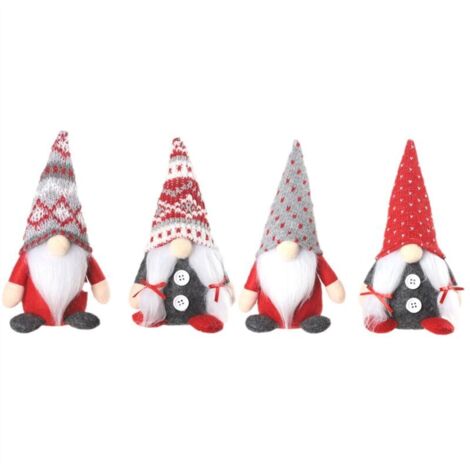 4 Pièces Gnomes de Noël en Peluche Cadeaux Handamde Suédois Tomte Poupée Renne Gnome Collection Décorations pour