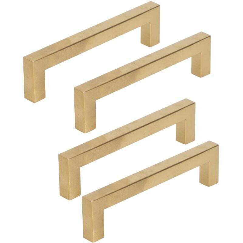 4 pieces. Gold stainless steel kitchen cabinet door handle, replacement handles for cupboards, 12x12x193mm.