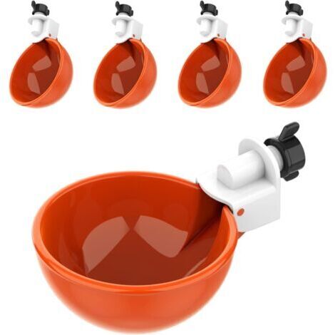 4 pièces, grande tasse de consommation automatique de poulet Poulet Boire Fountaine pour poulets, canards, oies, dindes et lapins Kit de fontaine de boisson volaille (orange)