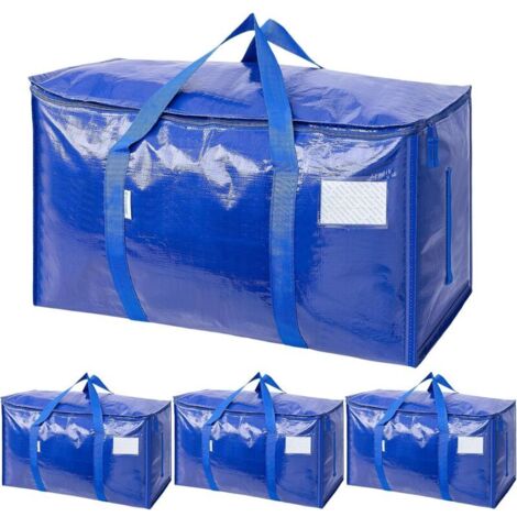 4 Pièces Grands sacs de déménagement avec fermeture éclair robuste et poignées de transport — Sacs de rangement solides pour vêtements (69 x 35 x 38 cm)