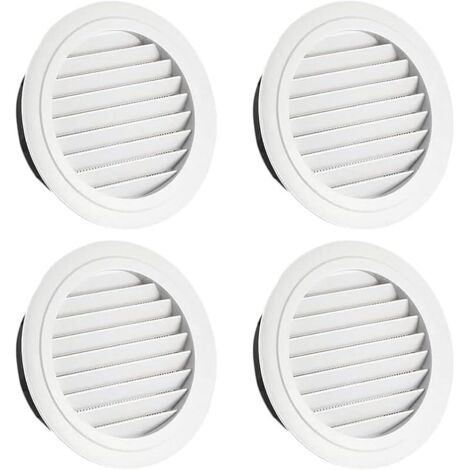 4 Pièces Grille Ventilation, Grille Aeration 100mm, Grille de Ventilation, Grille Aeration Ronde, Grille de Ventilation Ronde, Grille D'aération Extérieure Protection Contre les Lnsectes Blanc