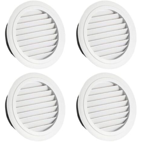 4 Pièces Grille Ventilation, Grille Aeration 100mm, Grille de Ventilation, Grille Aeration Ronde, Grille de Ventilation Ronde, Grille D'aération Extérieure Protection Contre les Lnsectes Blanc