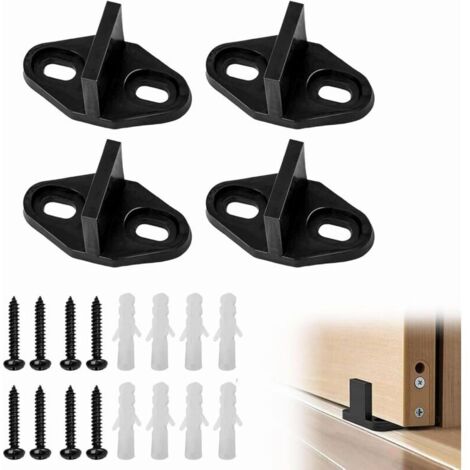 4 Pièces Guide de Porte coulissante, Guide de Sol de Porte de Grange, pièces de quincaillerie de Guide inférieur réglable Non Fendu,Guide de Plancher Guide porte coulissante(Ovale)