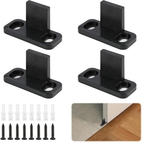 4 Pièces Guides de Porte Coulissante, Guide Porte Coulissante Placard, Guide Portail Coulissant, Guides de Sol et Antibruit pour Portes de Grange, Placards et Autres Portes Coulissantes, Vis Incluses