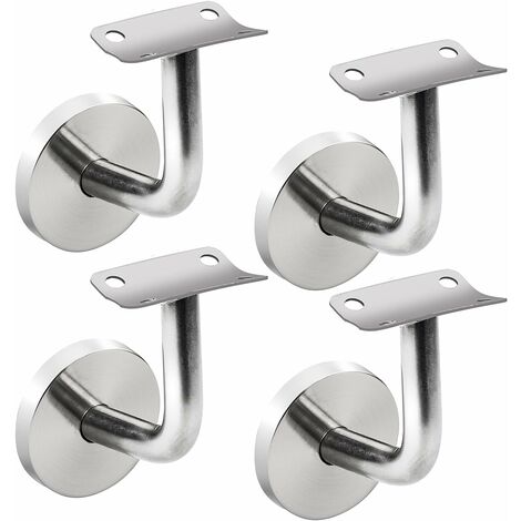 4 Pieces Handrail Brackets, Stainless Steel Stair Railing Bracket for Stair Railing - 60 x 60 mm, Silver