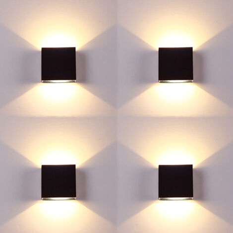 4 pièces haut et bas mur LED lampe noir 6W 3000K aluminium intérieur applique murale pour chambre escalier côté décor