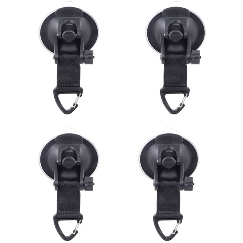 Tinor - 4 Pieces, Heavy Duty Suction Cup Anchor, Black Suction Cup Anchor, Multifunctional Car Suction Cup, for Tents Car Side Camping Tarp Accessory