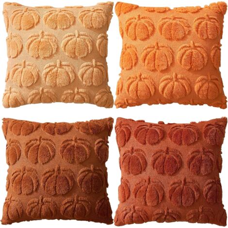 Lot De 4 Housses De Coussin D'automne Motif Citrouilles Bleues De 45,7